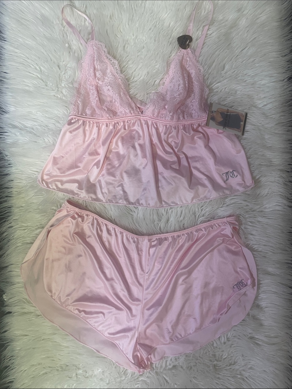 NWTS Lace luxe cami short pink Pajama Set XL